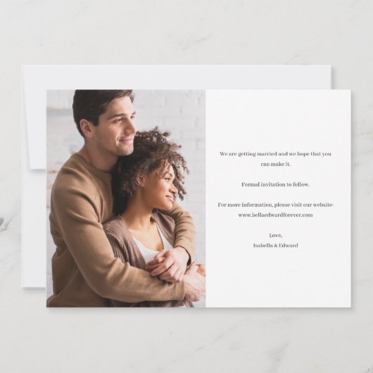 Calligrafy Foto Wedding Save the Date Card (Rückseite)