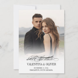 Calligrafy Foto Wedding Save the Date Card