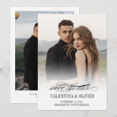 Calligrafy Foto Wedding Save the Date Card (Vorne/Hinten)
