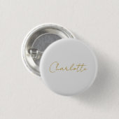 Calligrafy Gold Color Gray Custom Personal Edit Button (Vorne & Hinten)
