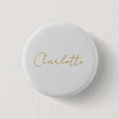 Calligrafy Gold Color Gray Custom Personal Edit Button (Vorderseite)