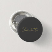 Calligrafy Gold Color Gray Custom Personal Edit Button (Vorne & Hinten)