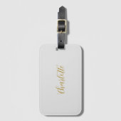 Calligrafy Gold Color Gray Custom Personal Edit Gepäckanhänger (Vorderseite Vertikal)
