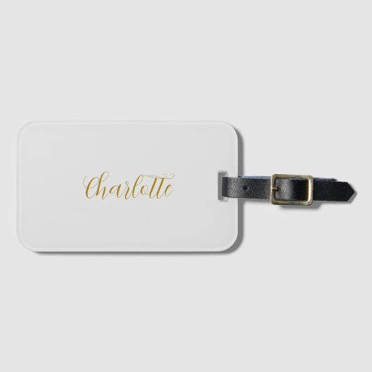 Calligrafy Gold Color Gray Custom Personal Edit Gepäckanhänger (Vorderseite (Horizontal))
