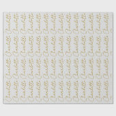 Calligrafy Gold Color Gray Custom Personal Edit Geschenkpapier (Flach)