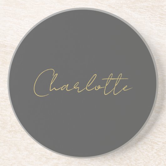 Calligrafy Gold Color Gray Custom Personal Edit Getränkeuntersetzer (Vorne)