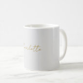 Calligrafy Gold Color Gray Custom Personal Edit Kaffeetasse (VorderseiteRechts)