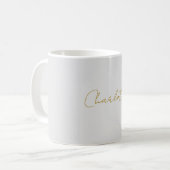 Calligrafy Gold Color Gray Custom Personal Edit Kaffeetasse (Vorderseite Links)