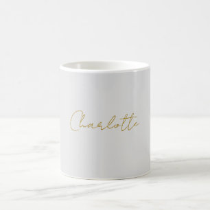 Calligrafy Gold Color Gray Custom Personal Edit Kaffeetasse