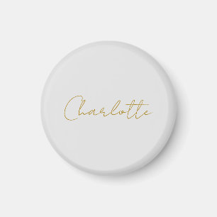 Calligrafy Gold Color Gray Custom Personal Edit Magnet