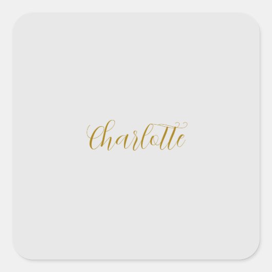 Calligrafy Gold Color Gray Custom Personal Edit Quadratischer Aufkleber (Vorderseite)