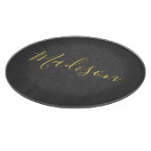 Calligrafy Gold Color Gray Custom Personal Edit Schneidebrett (Ecke)