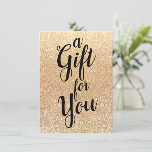 Calligrafy Gold Glitzer Geschenkgutschein (Stehend Vorderseite)