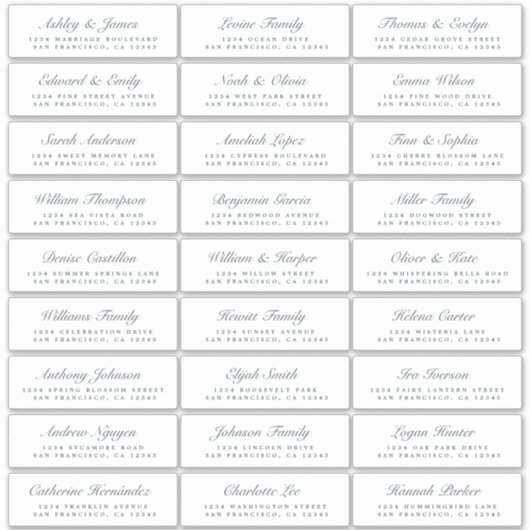 Calligrafy Guest Address Labels ORDER 8" oder 14"! (Vorderseite)
