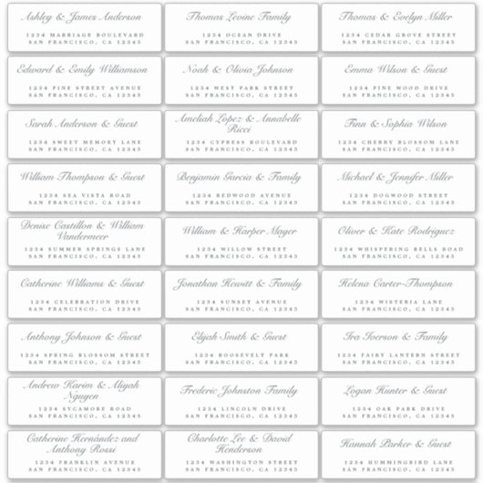 Calligrafy Guest Address Labels ORDER 8" oder 14"! (Vorderseite)