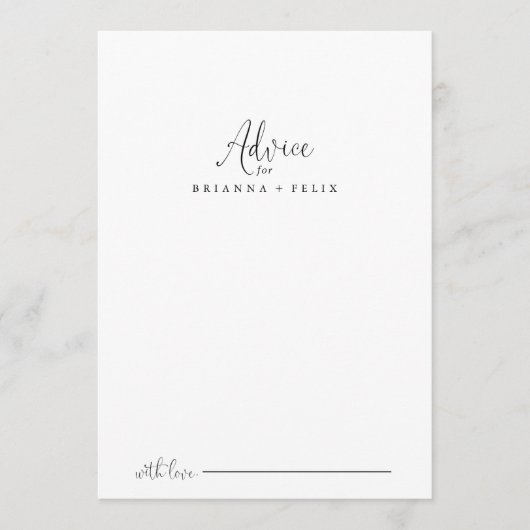 Calligrafy Liebe Extravagant Script Wedding Advice Hinweiskarte (Vorderseite)