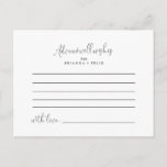 Calligrafy Liebe Extravagant Script Wedding Advice Postkarte<br><div class="desc">Diese Kalligraphie-Liebe extravagante Skript Hochzeitsratenkarte ist ideal für eine moderne Hochzeit. Das einfache und elegante Design zeichnet sich durch klassische und extravagante Schriftzeichen in Schwarz und Weiß aus. Diese Karten sind ideal für Hochzeiten, Brautparty, Babydusche, Graduiertenfest u.v.m. Personalisieren Sie die Karten mit den Namen der Braut und Bräutigam, den Eltern,...</div>