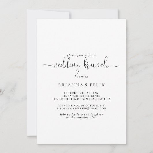 Calligrafy Liebe Extravagant Script Wedding Brunch Einladung (Vorderseite)