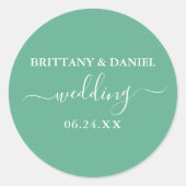 Calligrafy Mint Green Wedding Umschlag Aufkleber (Vorderseite)