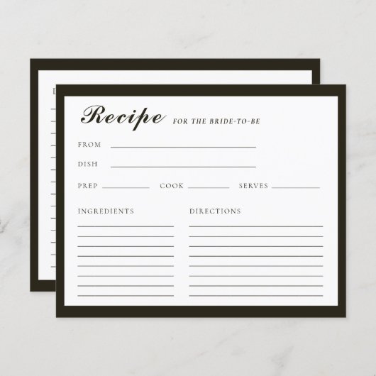 Calligrafy Recipe Brautparty Enclosure Card (Vorne/Hinten)