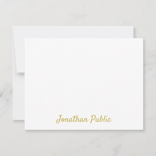 Calligrafy Template Custom Gold Script Text Flat Mitteilungskarte (Vorderseite)