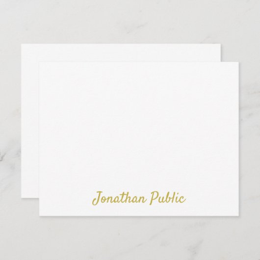 Calligrafy Template Custom Gold Script Text Flat Mitteilungskarte (Vorne/Hinten)