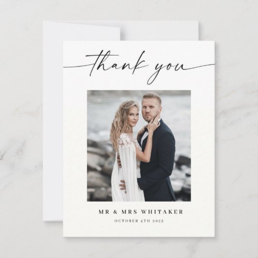 Calligrafy Wedding Danke-Card-Foto Einladung (Vorderseite)
