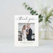 Calligrafy Wedding Danke-Card-Foto Einladung (Stehend Vorderseite)