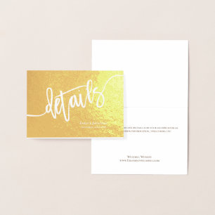 Calligrafy Wedding Details Enclosure Gold Folienkarte