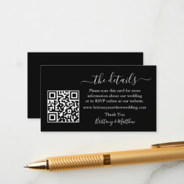 Calligrafy Wedding Details Website QR Black Begleitkarte