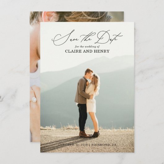 Calligrafy Wedding Save the Date Card Ankündigung (Vorne/Hinten)