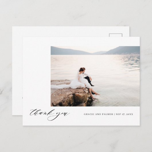 Calligrafy Wedding Vielen Dank Foto Postcard Postkarte (Vorne/Hinten)