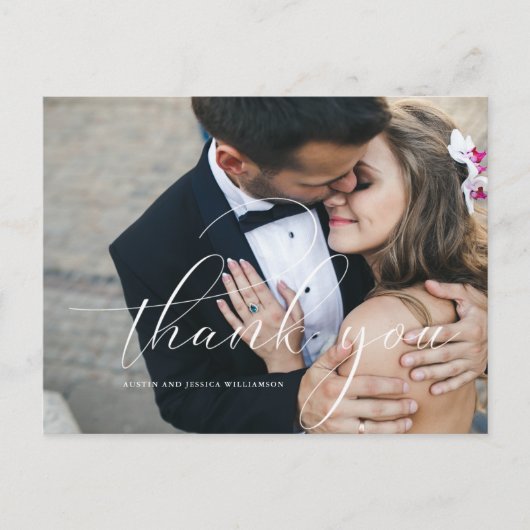 Calligrafy Wedding Vielen Dank Post Card Postkarte (Vorderseite)