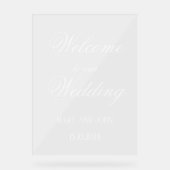Calligrafy white Simple Script Hochzeitsempfang Acrylschild (Vorderseite)