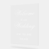 Calligrafy white Simple Script Hochzeitsempfang Acrylschild (Winkel)