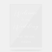 Calligrafy white stylish script weding welcome acrylschild (Vorderseite)
