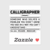 Calligraph Noun Definition Calligraphy Lover Aufkleber (Blatt)