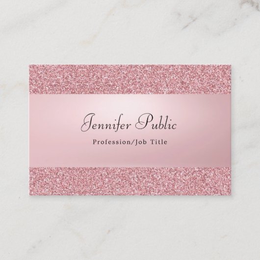 Calligraphed Name Rose Gold Glitzer Moderne Elegan Visitenkarte (Vorderseite)