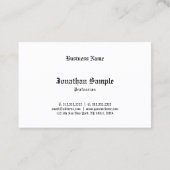 Calligraphed Schwarz-weißes schlichtes Vintages Visitenkarte (Rückseite)