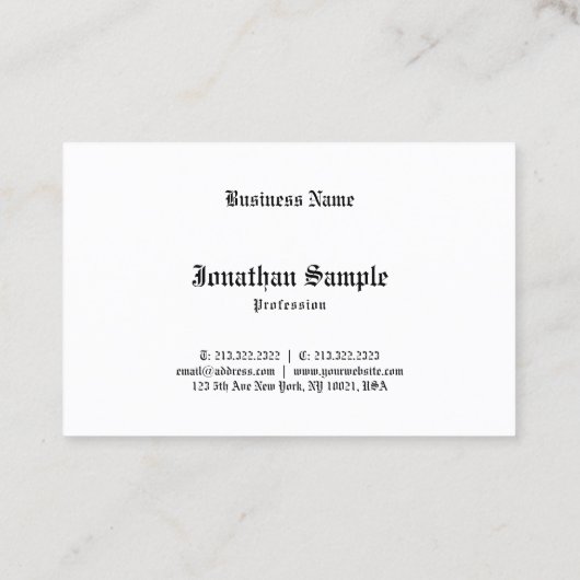 Calligraphed Schwarz-weißes schlichtes Vintages Visitenkarte (Rückseite)