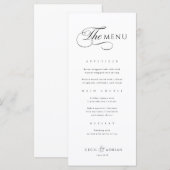 Calligraphic Elegant Black White Wedding Menu Menükarte (Vorne/Hinten)