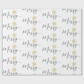 Calligraphic Gold Glitzer Snowflakes Weihnachten Geschenkpapier (Flach)