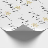 Calligraphic Gold Glitzer Snowflakes Weihnachten Geschenkpapier (Ecke)