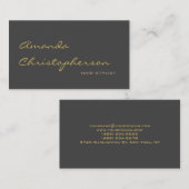 Calligraphic Grey Chic Hair Stylist Business Card Visitenkarte (Vorne/Hinten)
