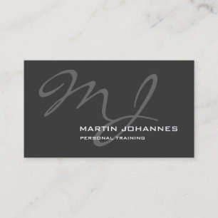 Calligraphic Monogram Gray Trainer Business Card Visitenkarte
