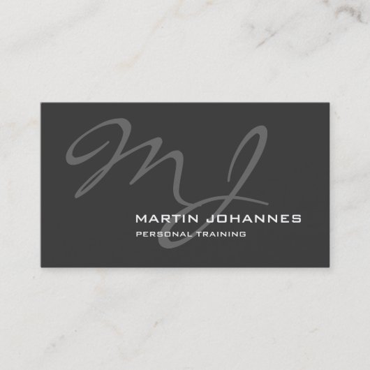 Calligraphic Monogram Gray Trainer Business Card Visitenkarte (Vorderseite)