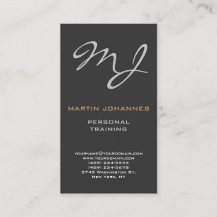 Calligraphic Monogram Gray Trainer Business Card Visitenkarte
