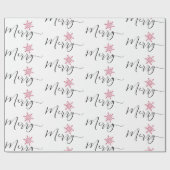 Calligraphic Pink Glitzer Snowflakes Weihnachten Geschenkpapier (Flach)