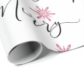 Calligraphic Pink Glitzer Snowflakes Weihnachten Geschenkpapier (Rolleneckpunkt)