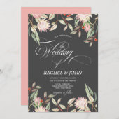 Calligraphic Wedding Monogram für australische Blu Einladung (Vorne/Hinten)